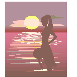 woman looking at the sunset